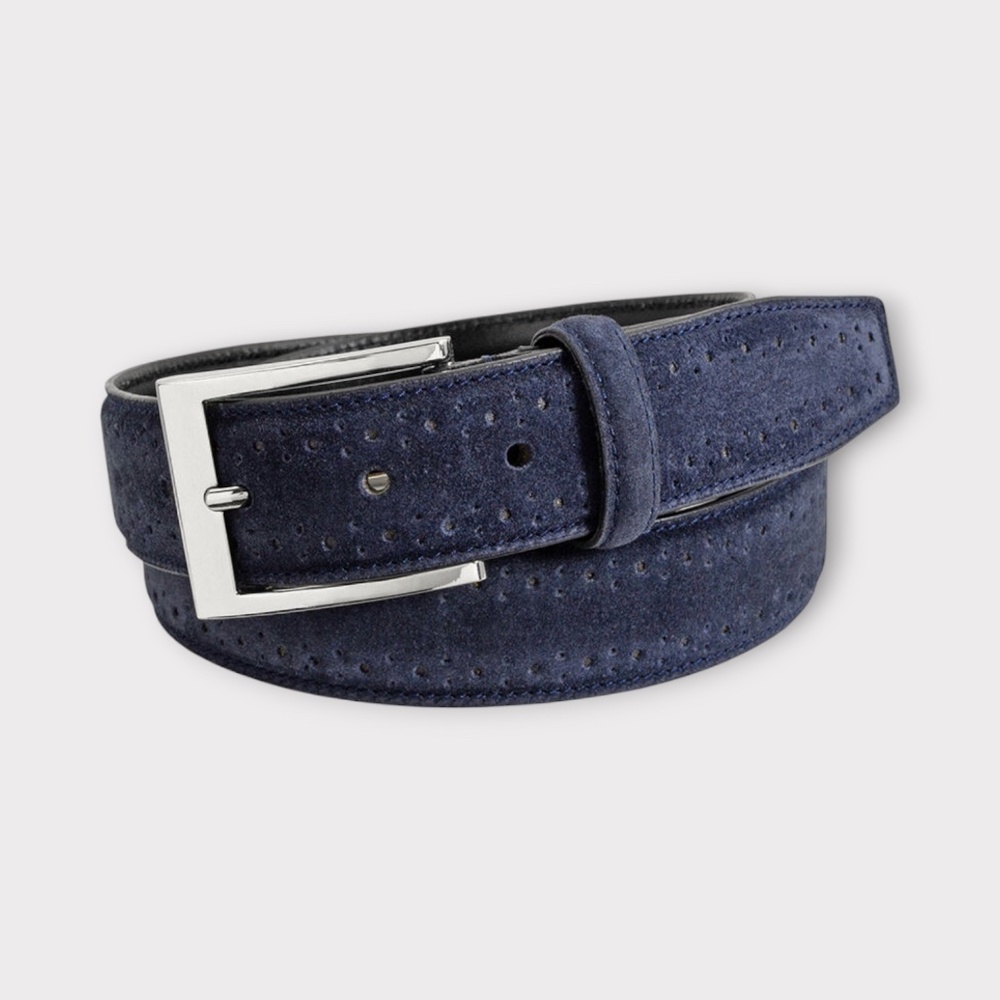 Mens Florsheim Lucky Suede Belt in  Navy, FL5014-410